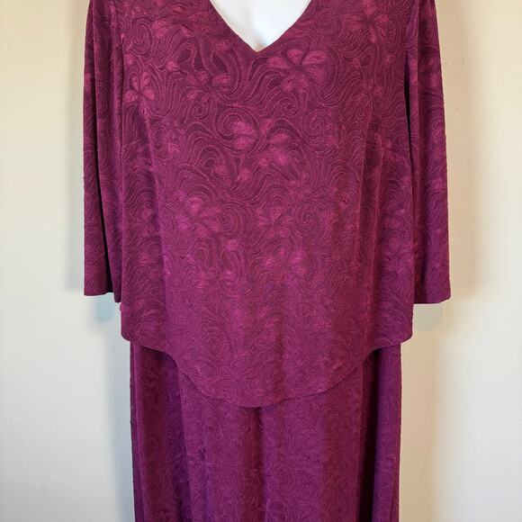 Connected Woman Purple Plus 22W Overlay Cape Dress Formal Mother of Bride - Picture 3 of 10